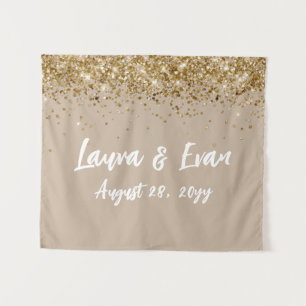 Tenture Fond personnalisé Mariage Photo Booth Sand Tan Or