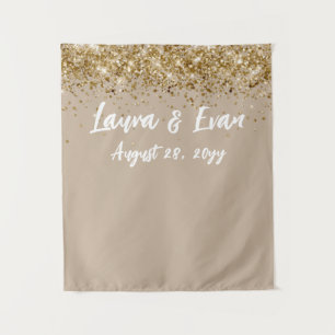 Tenture Fond personnalisé Mariage Photo Booth Sand Tan Or