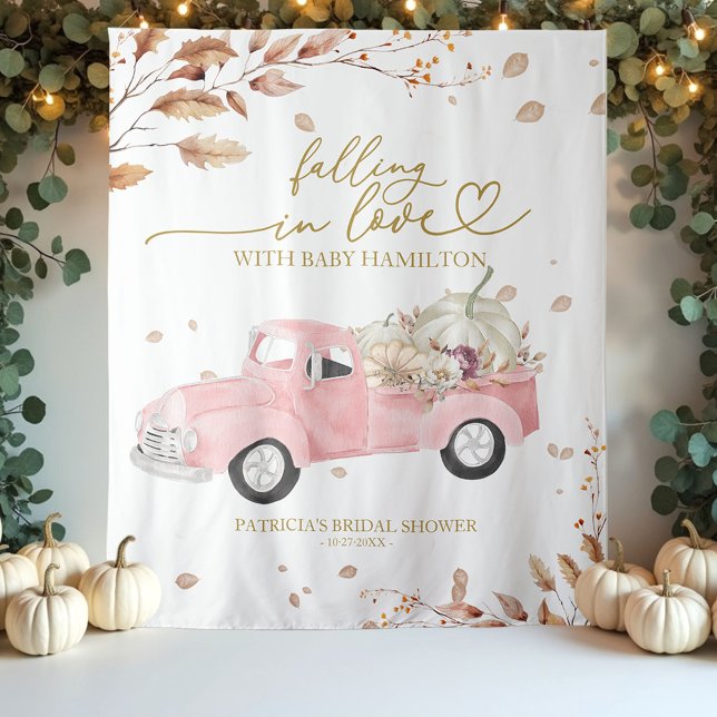 Tenture Fond personnalisé pour Baby Shower Fille Truck Fal (Créateur téléchargé)