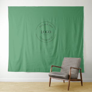 Tenture fond personnalisé vert avec logo de l'entreprise M