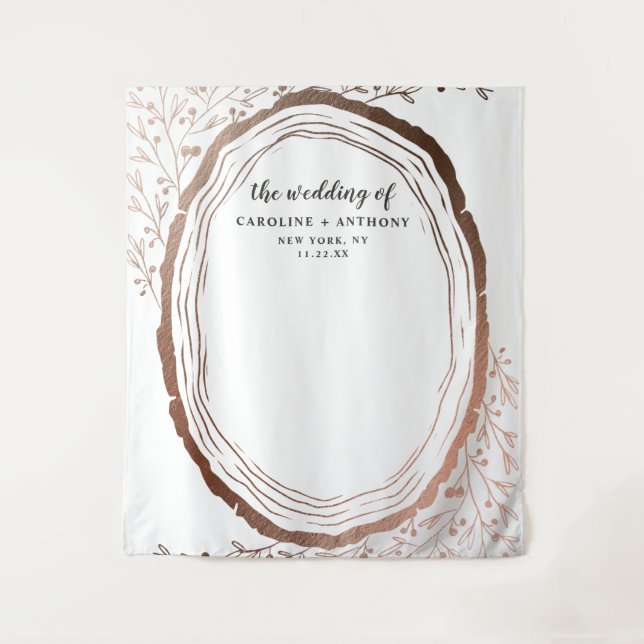 Tenture Fond photo du socle en cuivre en tranches de bois  (Devant)