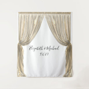 Tenture Fond photo Mariage élégant rideau d'or jaune