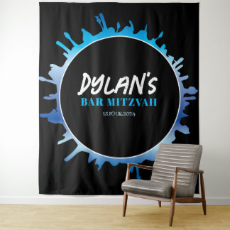 Tenture Fond photo Ombre Splatter Blue Bar Mitzvah