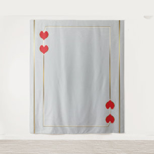 Tenture Fond photographique carte dorée coeurs rouges