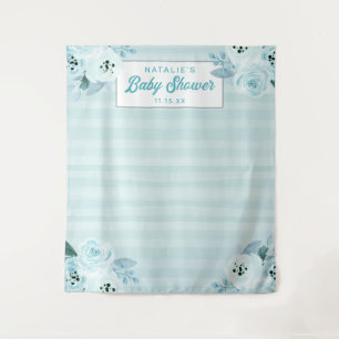 Tenture Fond photographique floral bleu et aqua chic