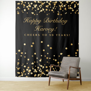 Tenture Fond pour 50 ans, Photobooth noir et or