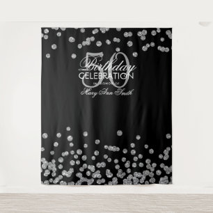 Tenture Fond pour 50e anniversaire confettis argent noir