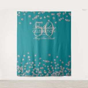 Tenture Fond pour 50e anniversaire confettis argent sarcel