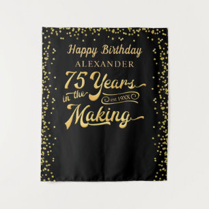 Tenture Fond pour 75e anniversaire Confettis noirs et or
