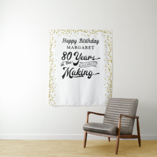 Tenture Fond pour 80e Anniversaire Confettis Noir Or