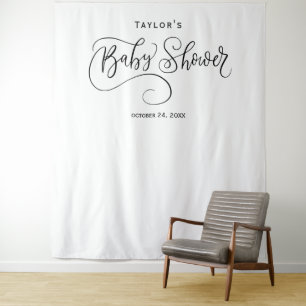 Tenture Fond pour Baby Shower Bébé Noir & Blanc