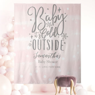 Tenture Fond pour Baby Shower Fille Il Fait Froid Dehors