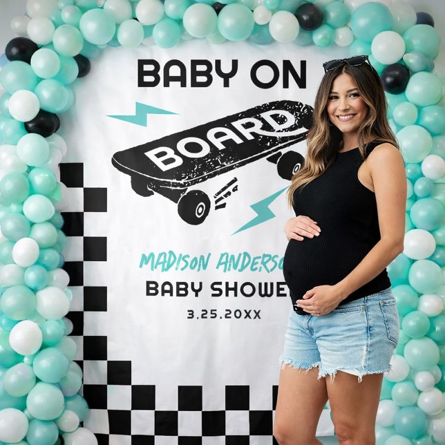 Tenture Fond pour Baby Shower Planche à Roulettes Bébé à B (Créateur téléchargé)
