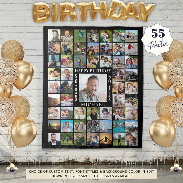 Tenture Fond pour collage photo d'anniversaire 55 ans (Créateur téléchargé)