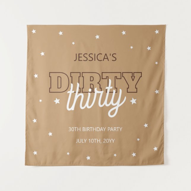 Tenture Fond pour fête d'anniversaire Dirty Thirty 30 ans  (Devant)
