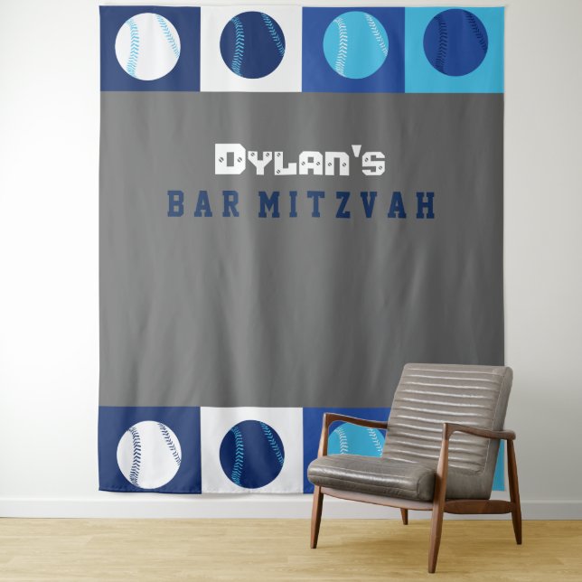 Tenture Fond pour photo de Bar Mitzvah COOL BASEBALL (En situation)