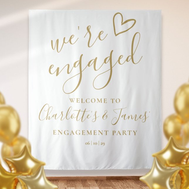 Tenture Fond pour photo de fête de fiançailles étaient eng (Were Engaged Engagement Party Photo Backdrop)