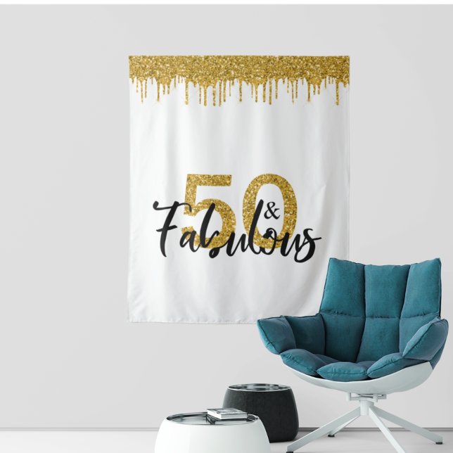 Tenture Fond pour Photobooth 50 ans et Fête Incroyable Or (Créateur téléchargé)