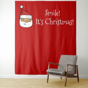 Tenture Fond pour Photomaton de Fête de Noël Sourire Santa