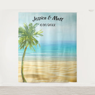Tenture Fond pour photomaton de mariage sur la plage ou de