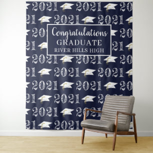 Tenture Fond pour photos de remise de diplômes 2021 bleu m