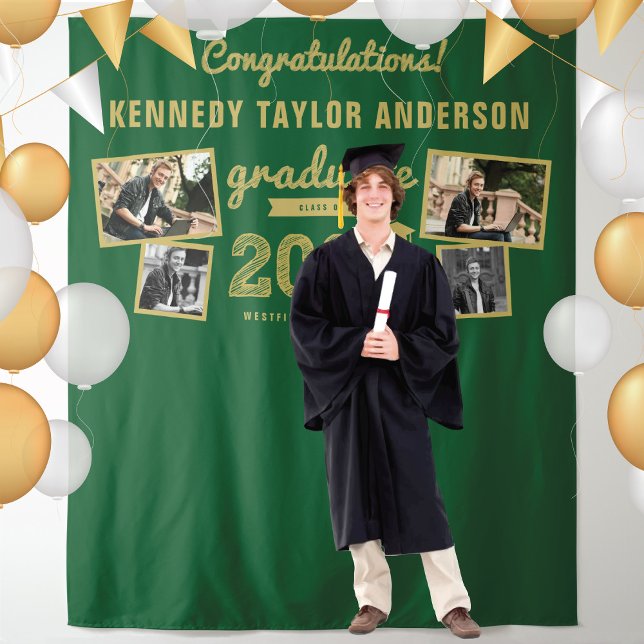 Tenture Fond pour photos de remise de diplômes esquisse de (2024 Gold Sketch Graduation Party 4 Photo Backdrop by fat*fa*tin @ www.zazzle.com/color_therapy)