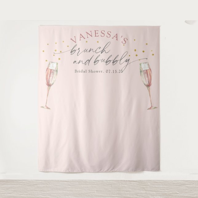 Tenture Fond pour un brunch de baby shower chic rose avec  (Devant)