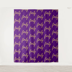 Tenture Fond "Quarante" 40e Anniversaire Or Violet