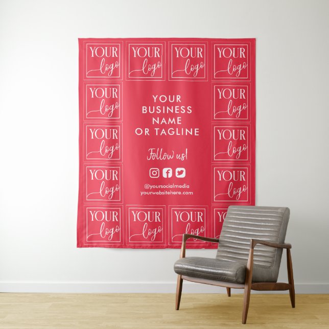 Tenture Fond Rose Raspberry pour votre logo et réseaux soc (En situation)