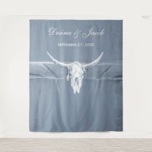 Tenture Fond rustique poussiéreux bleu blanc crâne de vach