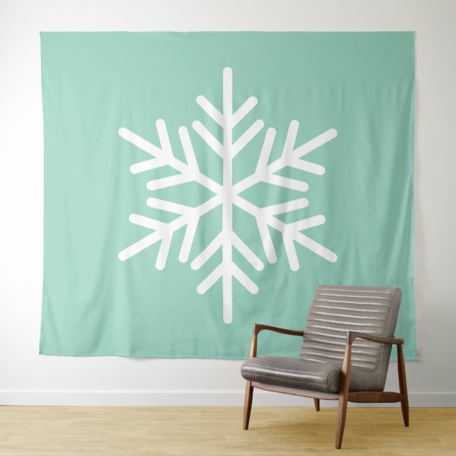 Tenture Fond sarcelle menthe clair flocon de neige nordiqu (En situation (horizontale))