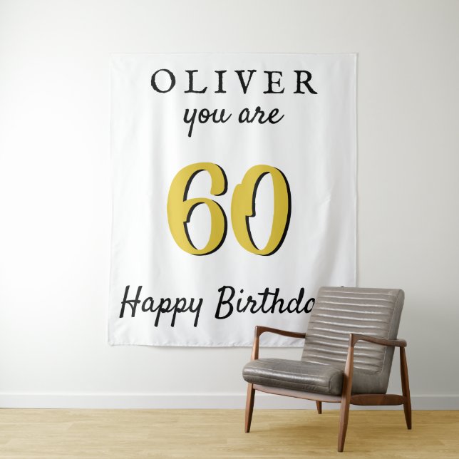 Tenture Fond simple pour fête d'anniversaire de 60 ans (En situation)