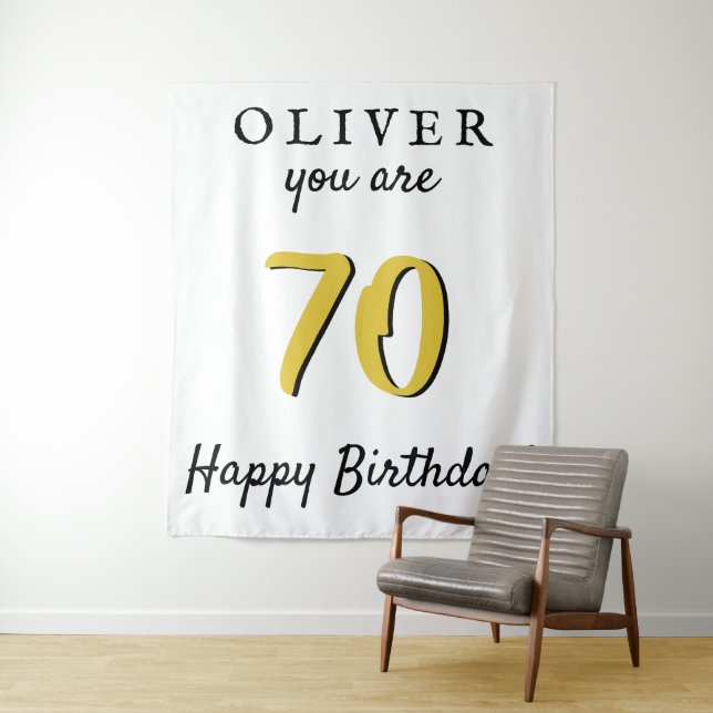 Tenture Fond simple pour une fête d'anniversaire de 70 ans (En situation)