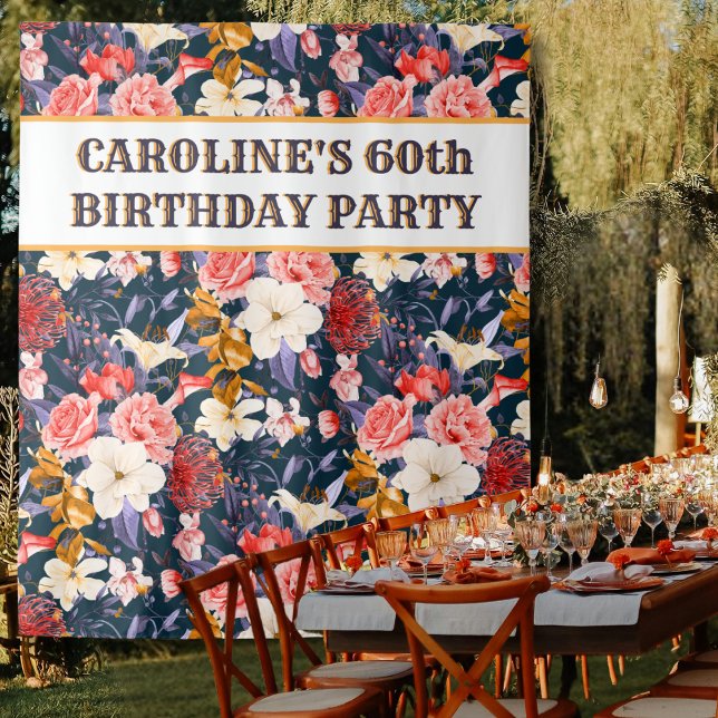 Tenture Fond sophistiqué pour les 60 ans avec des fleurs (Créateur téléchargé)