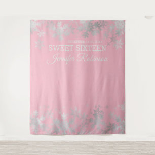 Tenture Fond Sweet 16 Argent Blush Flocons de Neige d'Hive