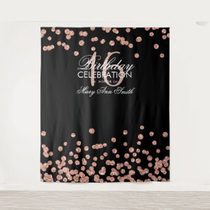Tenture Fond Sweet 16 Rose Gold Paillettes Confettis