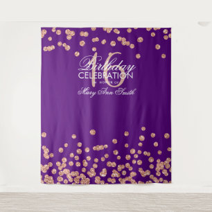 Tenture Fond Sweet 16 Rose Gold Violet Confettis