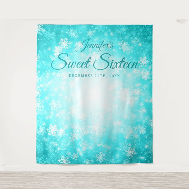 Tenture Fond Sweet 16 sarcelle Wonderland d'hiver (Devant)