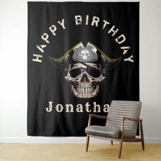 Tenture Fond toile de pirate noir Crâne Capitaine Jack