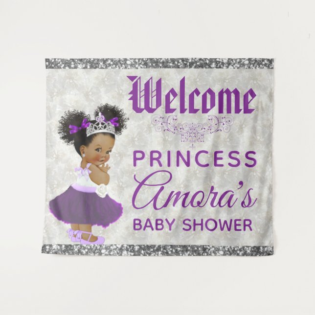 Tenture Fond Violet et Argent de la Princesse Africaine Ro (Devant (Horizontal))