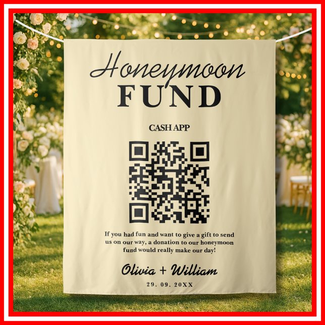 Tenture Fonds de lune de miel Mariage QR Beige Jaune Fond (Créateur téléchargé)