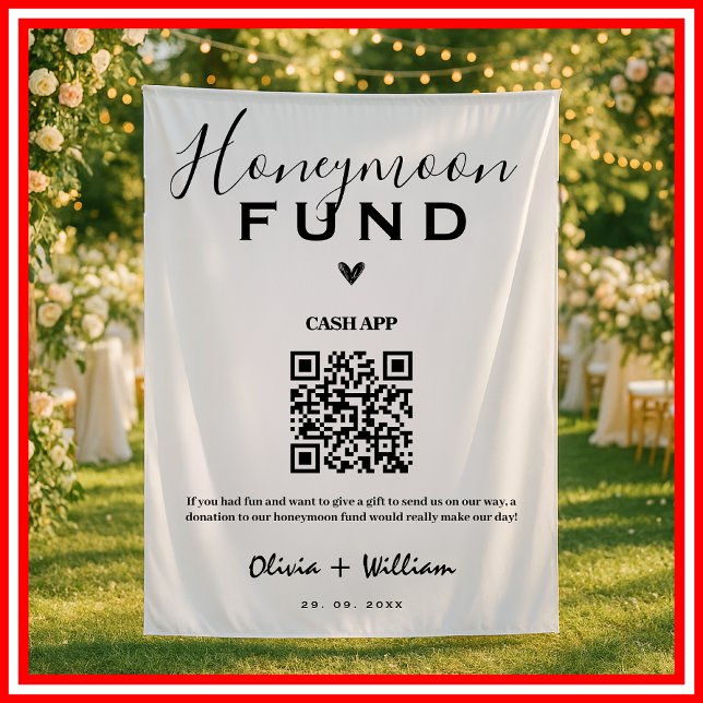 Tenture Fonds de lune de miel QR Moderne Fond de mariage (Créateur téléchargé)