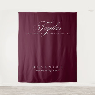 Tenture Fonds de mariage calligraphie Bourgogne Classique