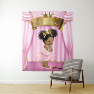 Tenture Fonds pour Baby Shower de Princesse Afro-Américain