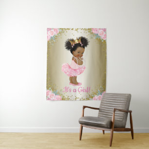 Tenture Fonds pour Baby Shower de Princesse Afro-Américain