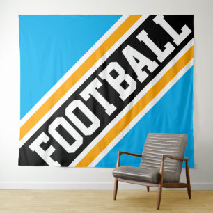 Tenture FOOTBALL Amusant Gras Bleu Azur Noir Orange Rayure