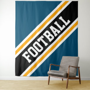 Tenture FOOTBALL amusant Gras Turquoise Bleu Noir Jaune St