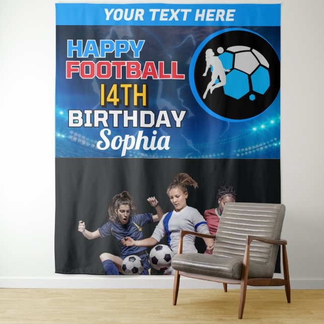 Tenture Football Anniversaire, Football Joueuse (En situation)