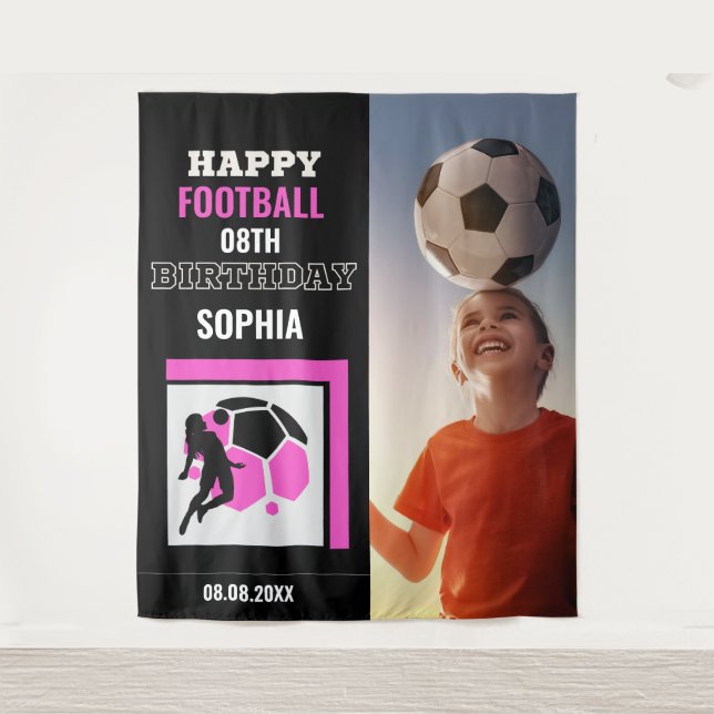 Tenture Football Birthday, Football Girl Player Backdrops (Devant)