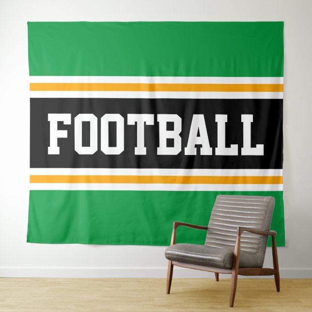 Tenture FOOTBALL Gras Vert Noir Jaune Stripes De Course (En situation (horizontale))